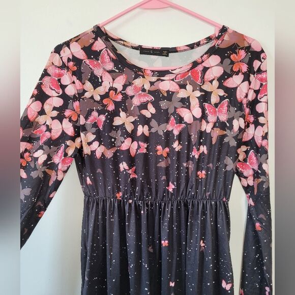 Butterfly Maxi Dress Fairycore Whimsical Y2K Coquette Gypsy Hippie Pockets Small - Picture 9 of 13